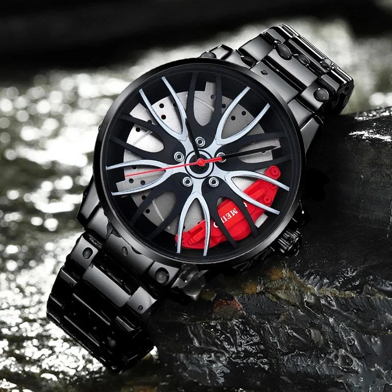 Fashion Men Quartz Watch Unique Trend Steel Racing Brake Calipers Wheel Design Watches For Man Gifts Hot Sale