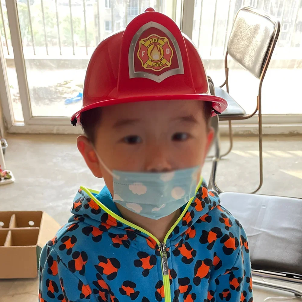 Fireman Sam Birthday Decoration Red Firefighter Kids Cap for Children Gift Fireman Child Costume Teacher Class Tools Supplies