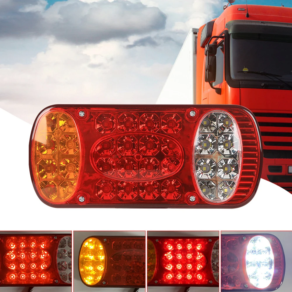 12V 24V 32 LED Car Truck Rear Stop Brake Tail Light Taillight Signal Lamp Indicator Waterproof Trailer Truck Lorry Caravans