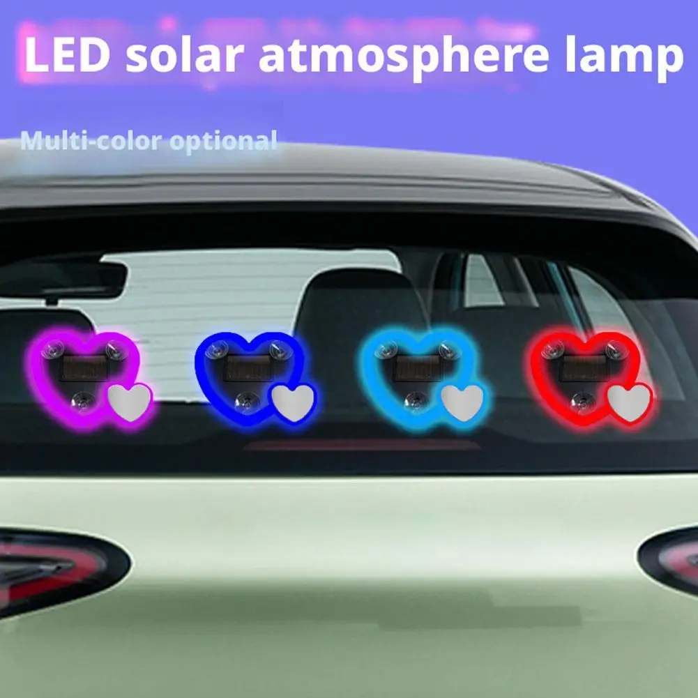 Heart Shaped Car Ambient Light Solar Car Window Suction Decoration Heart Car Cup Lights Light Atmosphere Glowing Y8I3