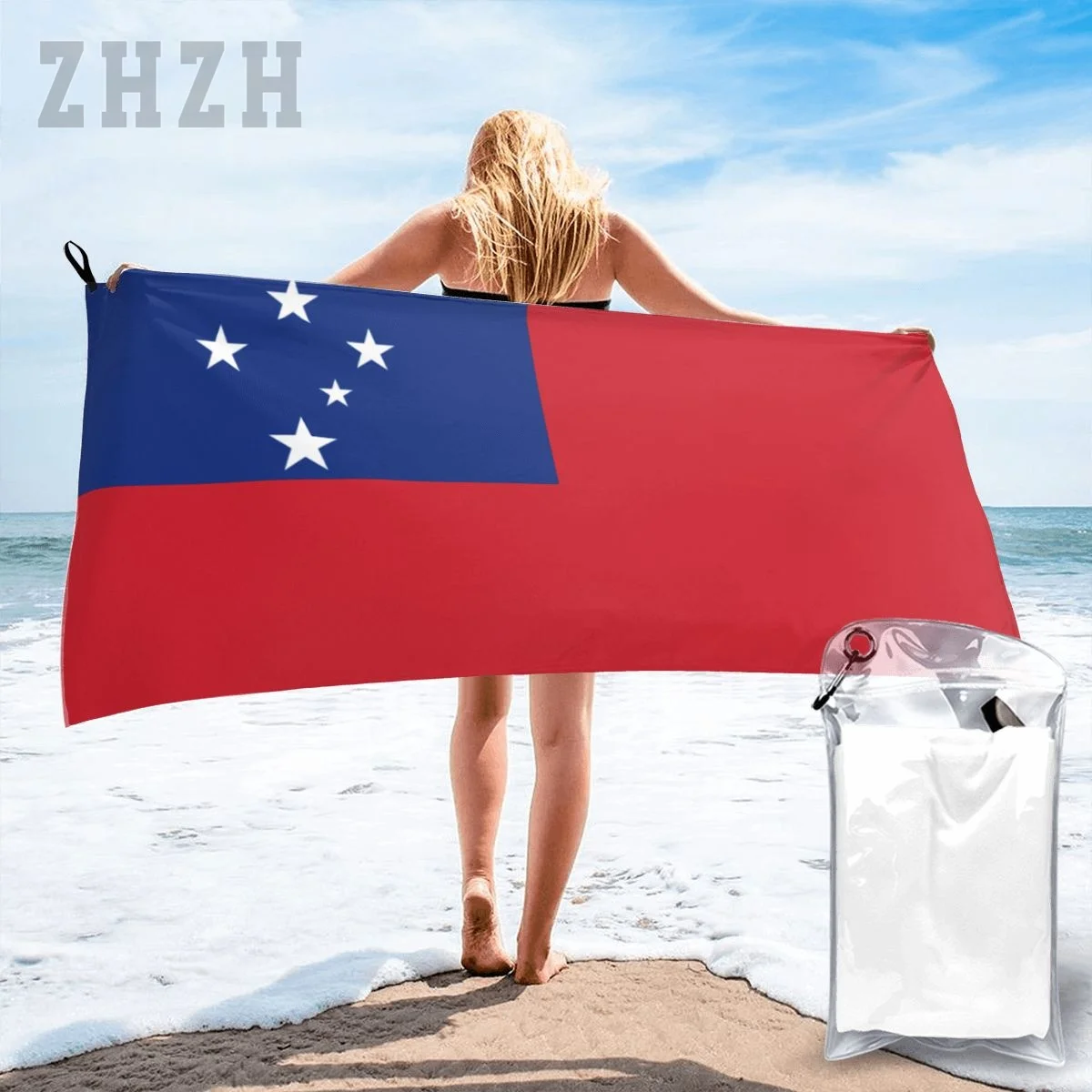 More Design Samoa Flag Emblem Bath Towel Quick dry Microfiber Absorbing Soft Water Breathable Beach Swimming Bathroom