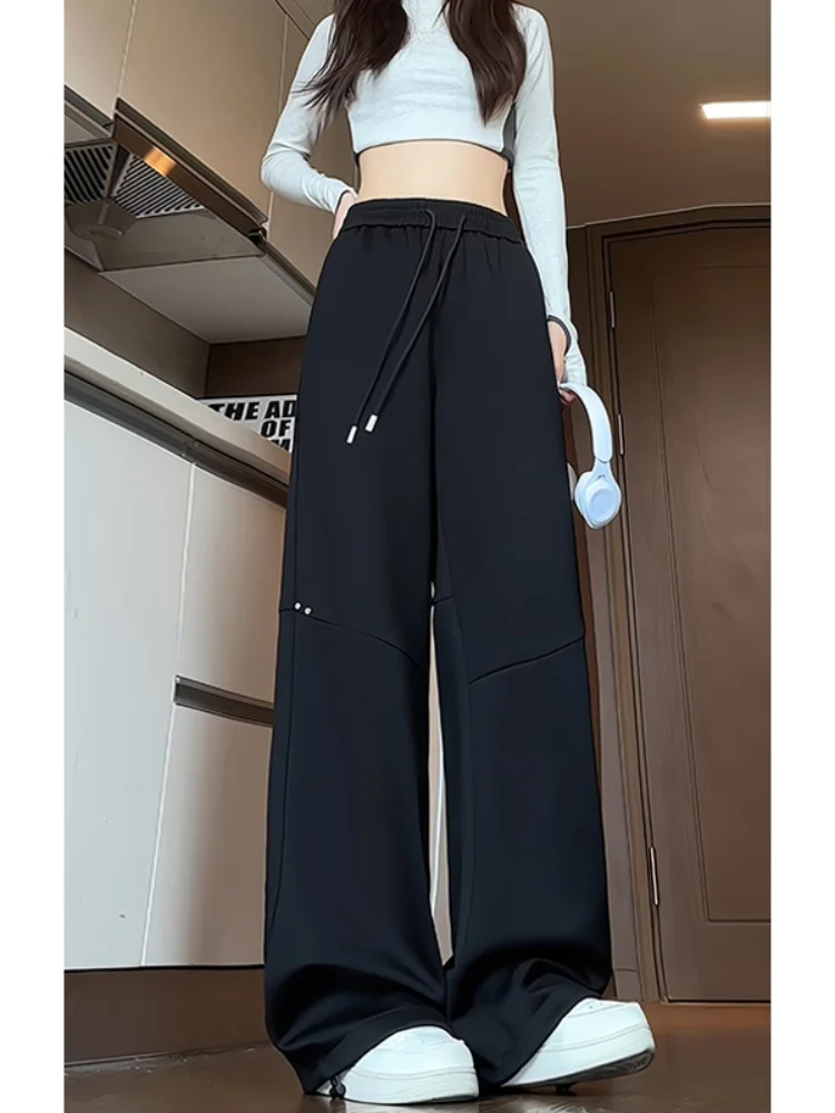 

American Sle Men's Heavyweight Sweatpants Spring Autumn Loose Spor Straight Leg Drapey Wide Leg Long Pants for Teens