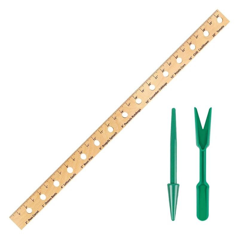 

30 Inch Wooden Plant Ruler Foldable Seed Planting Ruler Portable Garden Ruler Transplant Tongs With Holes