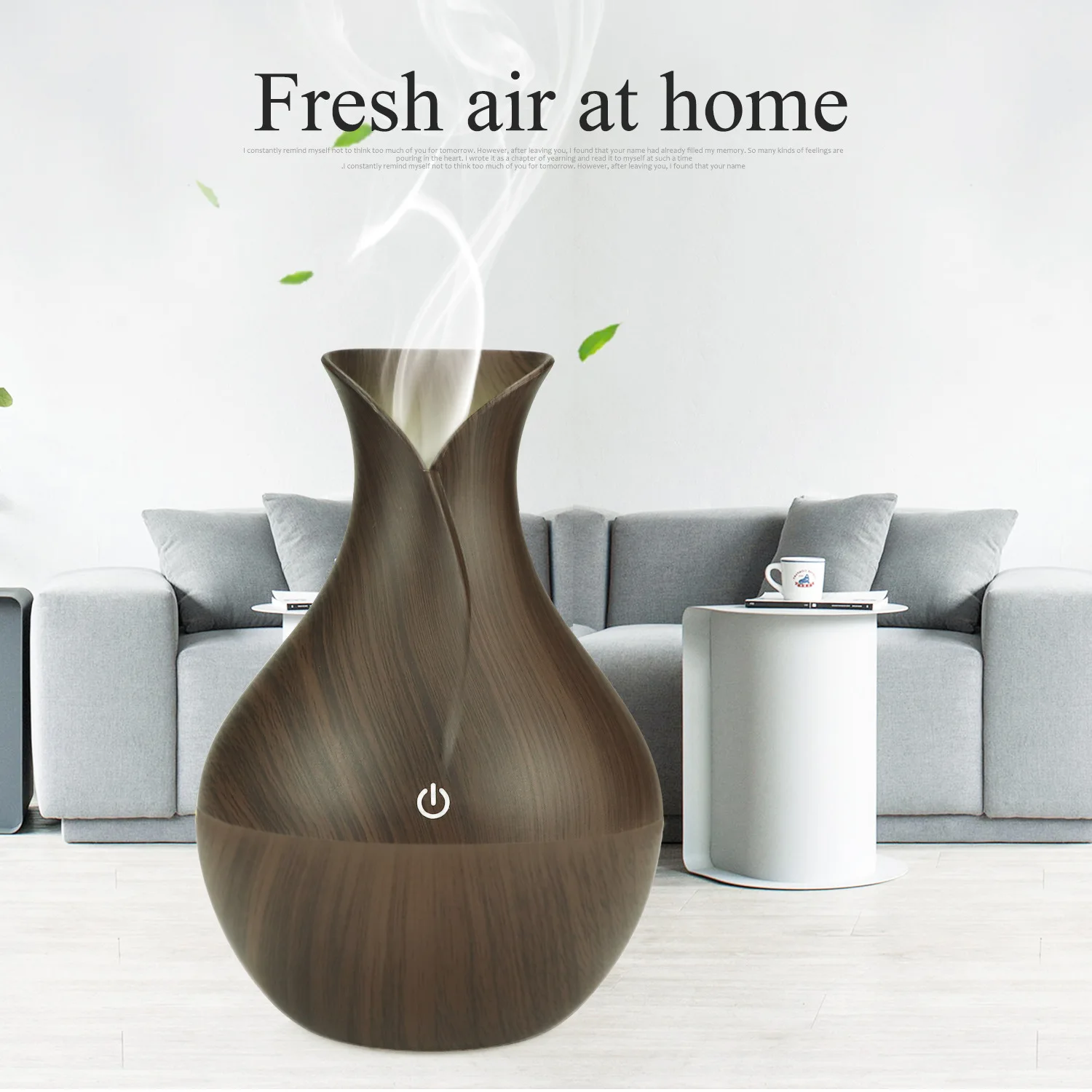 Small Aroma Diffuser Usb Mini Wood Grain Vase Humidifier Home Bedroom Indoor Office Night Light Ultrasonic Humidifier