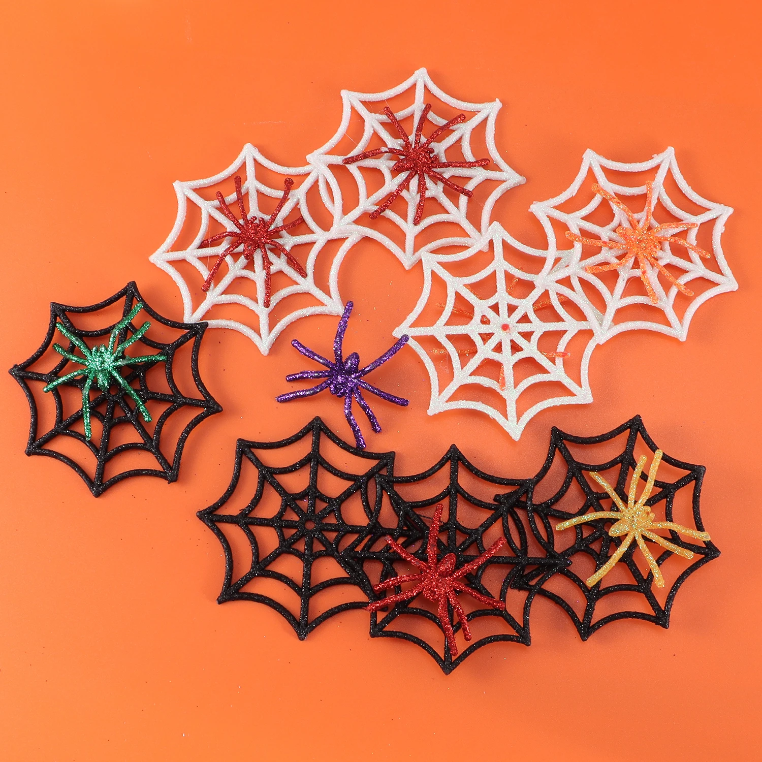 4Pcs Plastic Halloween Party Favors Spider Web Decor - Colorful Spiders Cobwebs for Halloween Party Decorations