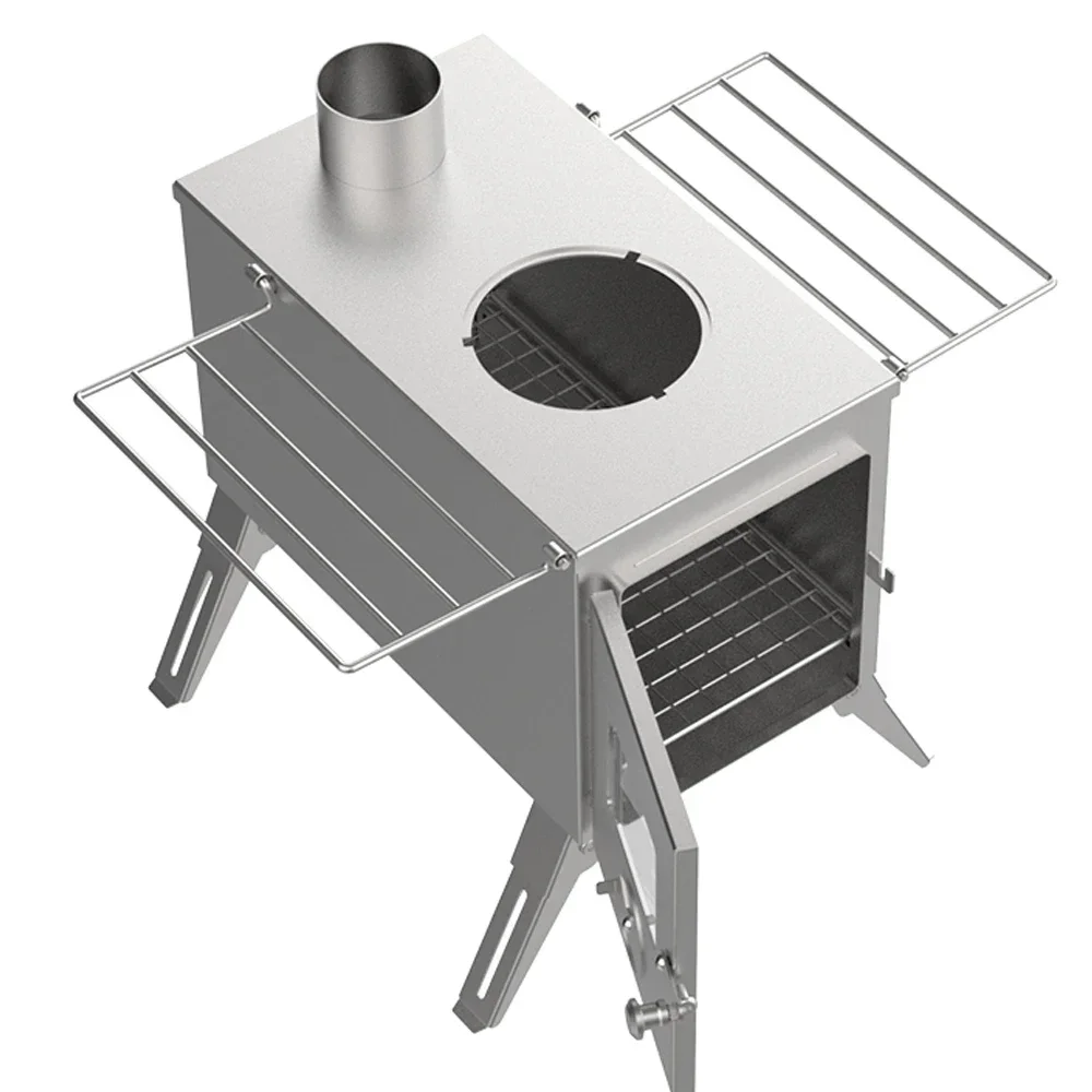

Portable Wood Burning Stove Stainless Steel Camping Tent Stove With Chimney