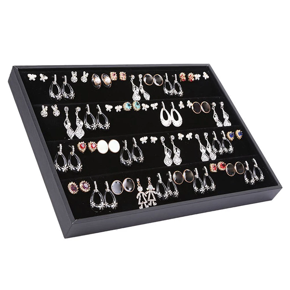 

Earring Display Plate Organizer Tray Suede Storage Jewelry Case Earrings Holder