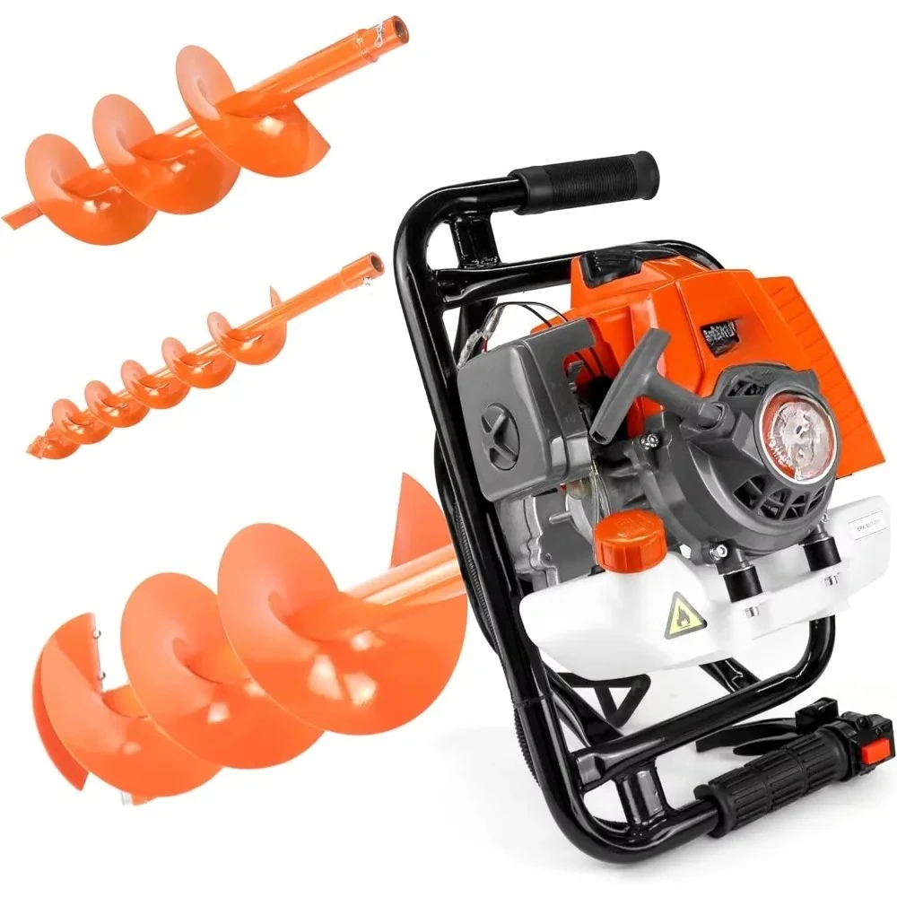 72CC 2-stroke gas-powered auger rear fence boring machine + 4 