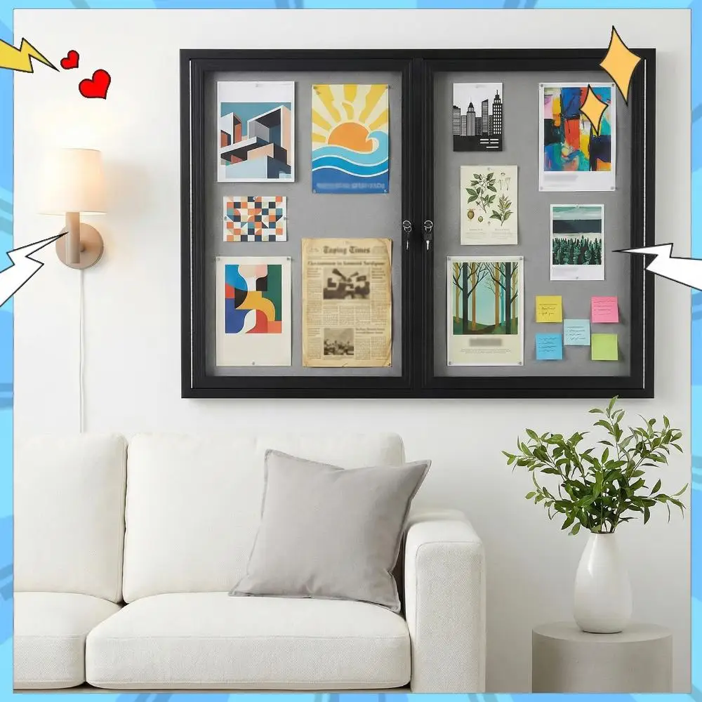 

Настенная витрина-доска для сообщений с алюминиевой рамой и стеклянной дверцей на замке для дома, офиса и общественного использования