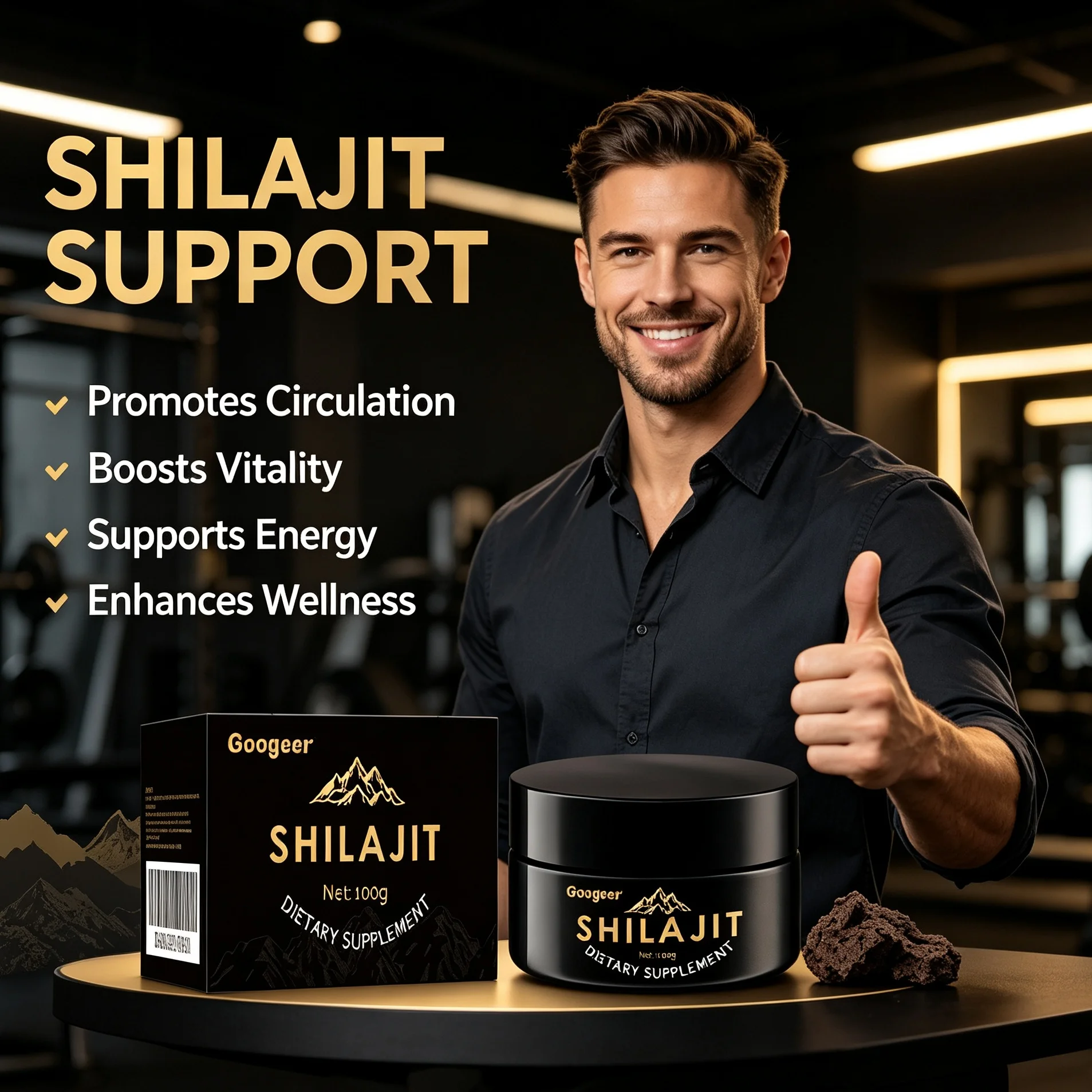Pure Himalayan Shilajit Resin Supplement, Natural Fulvic Acid Mineral Paste, Support Energy Vitality Mental Focus for Men Women