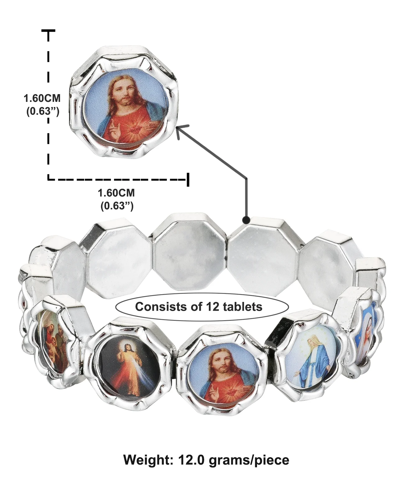 Diyalo Zufällige Heilige Ikone Jesus Mary Heiliges Herz St. Michael Unsere Liebe Frau Elastisches Stretch-Armband Unisex-Armreifen Religiöser Schmuck – Detail 1