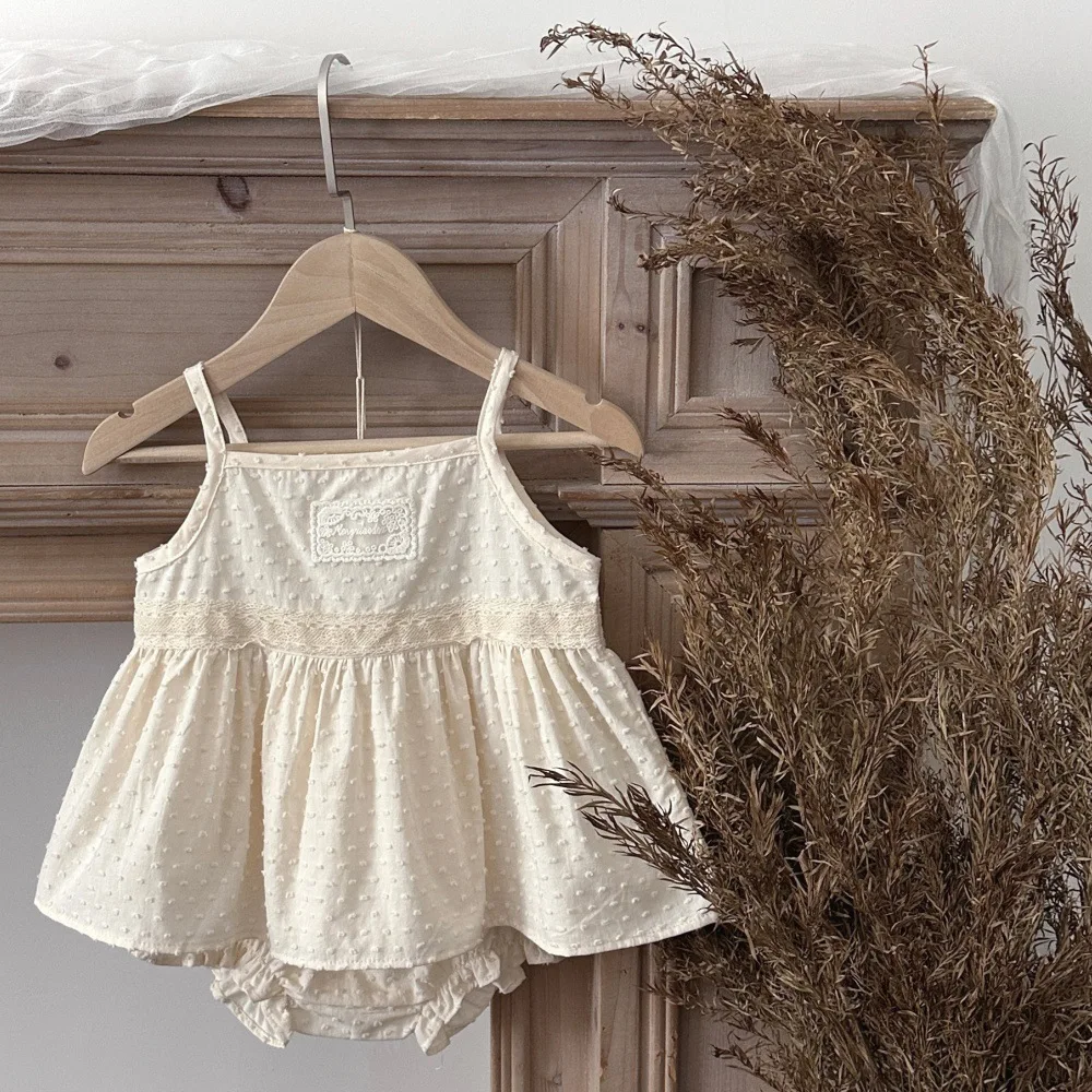 2026 Summer New Baby Girl Sleeveless Sling Clothes Set Infant Girl Solid Vest + Shorts 2pcs Suit Cotton Kids Girls Outfits