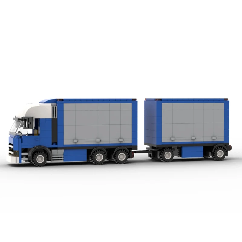 City Car Model MOC Building Bricks Classic Curtainside RoadTrain Modular Technology Children Holiday Gifts Assemble Toys Suit