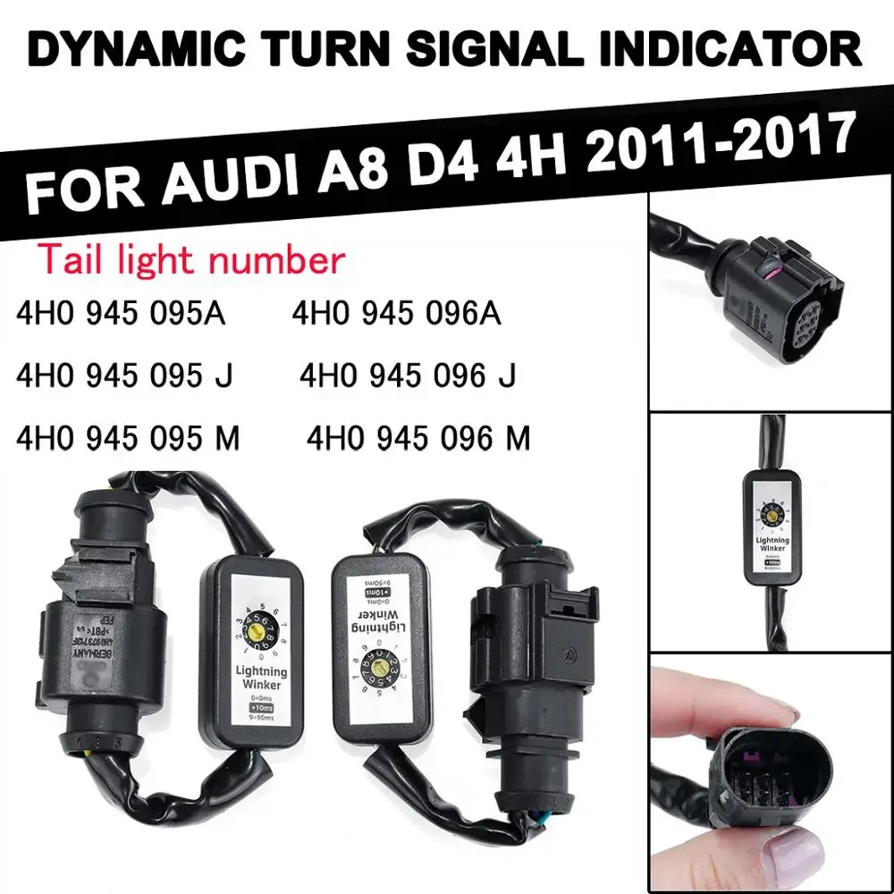 Car Dynamic Turn Signal Add-on Module Wire Harness LED Taillight Indicator Light For Audi A8 D4 4H 2011 2012 2013 2014 2015~2017