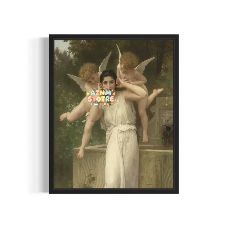 Famous William Bouguereau Artworks Poster Classic Vintage Jeunesse Woman Angels Canvas Painting Wall Art Living Room Home Dec