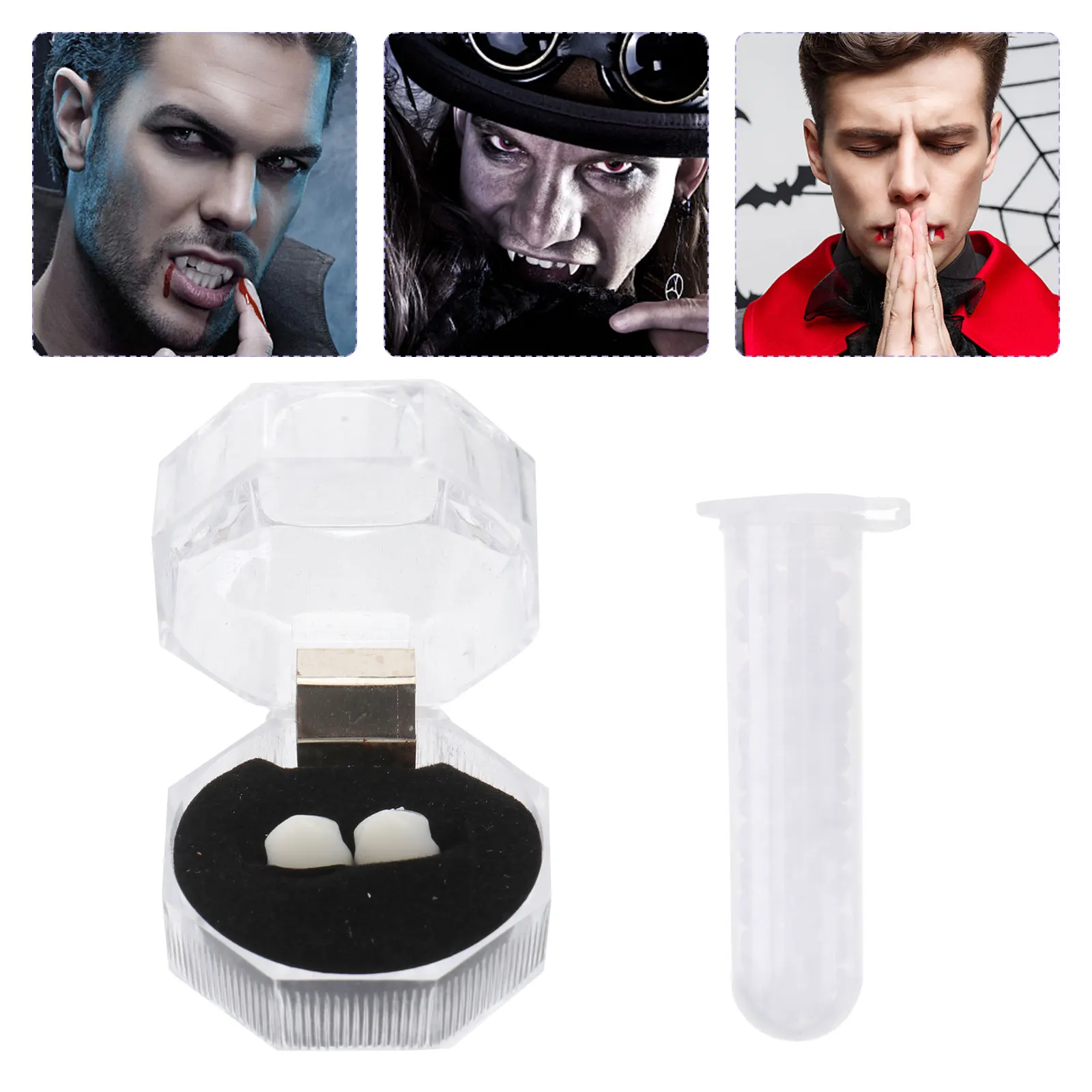 1 セットゴースト義歯セットハロウィン仮装パーティー装飾プロム装飾品ユニークな特別なメイクアップアクセサリーリアルな不気味な雰囲気