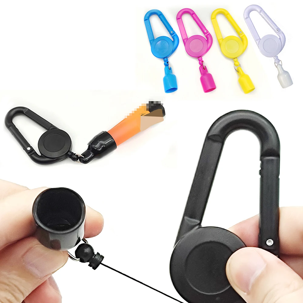 10Pcs Lighter Cover Sleeve Clip With Retractable Keychain Carabiner Windproof Lighter Protective Holder Smoking Accessories