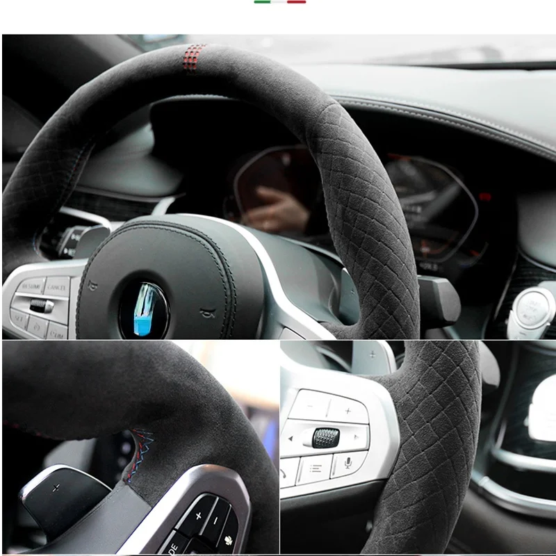 Real Alcantara Braiding Steering Wheel Cover for BMW M Sport F30 F31 F34 F10 F11 F07 F45 F46 F22 F23 M235i M240i Car Accessories