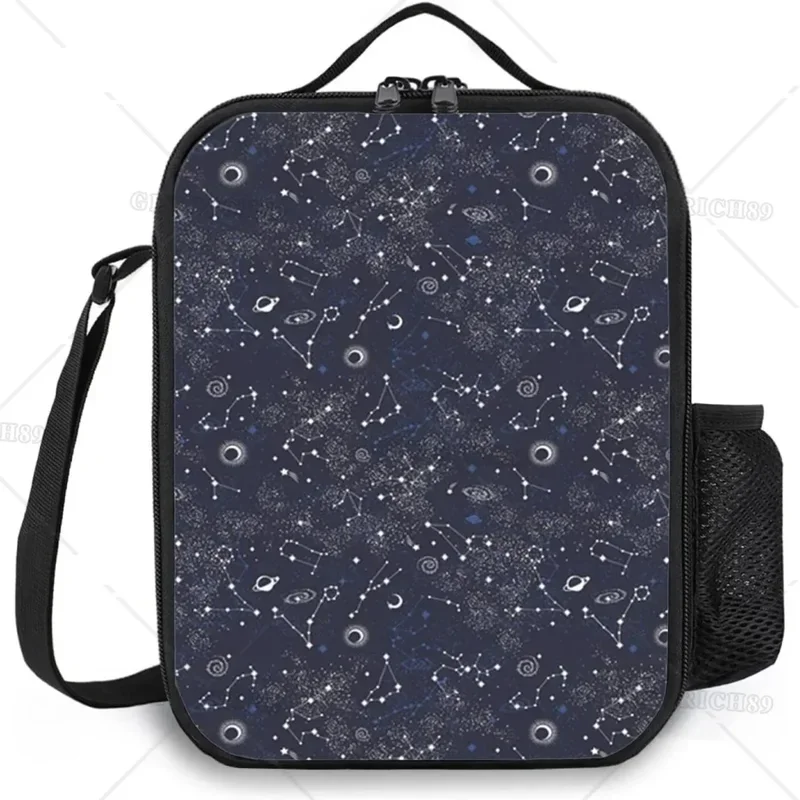 

Blue Sky Lunch Bag for Women Men,Galaxy Theme Science Outer Space Print,Insulated Tote Bag,Soft Cooler Lunch Box for Work