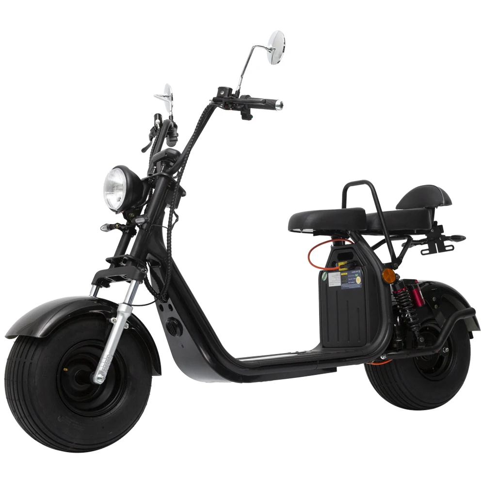 EU Vintage Style Yellow Electric Citycoco Scooter E Bike With Two Seats for Girls Daily Use without battery