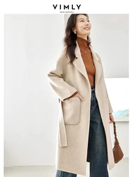 Vimly Wool Blends Coats Winter Jacket for Women 2023 New in Solid Office Lady Long Elegant Women's Overcoat Female Clothes 50686