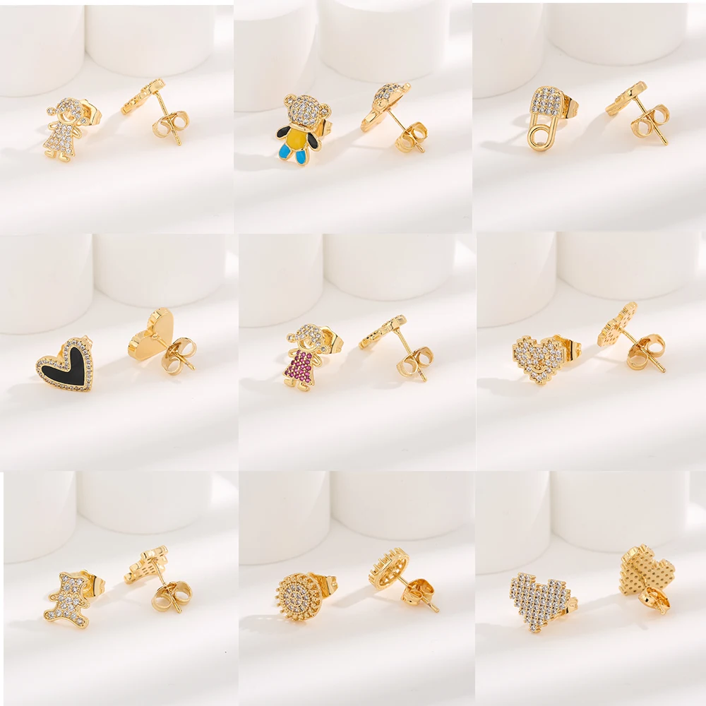 

VCT original new small earrings animal zircon girl copper earrings support wholesale with packaging box
