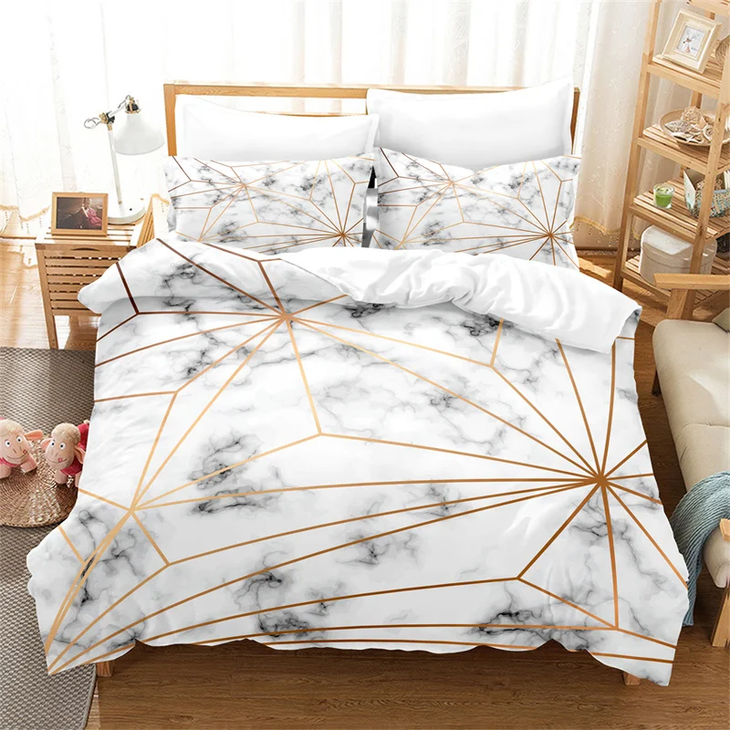 

Marble Grain,Golden Duvet Cover Fashion Girls Boys Bedding Set Queen Double Bed Set Comforter Set Bedding Duvet Cover Set