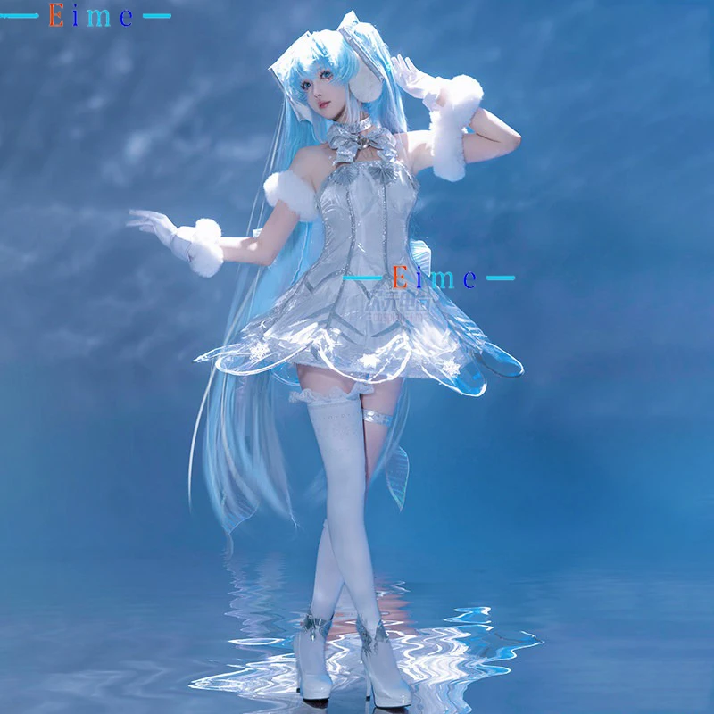 

Women Christmas Cosplay Costume Cute Dress For Snow Mikuu Cosplay Halloween Uniforms Party Outfits Anime Clothing Custom Made