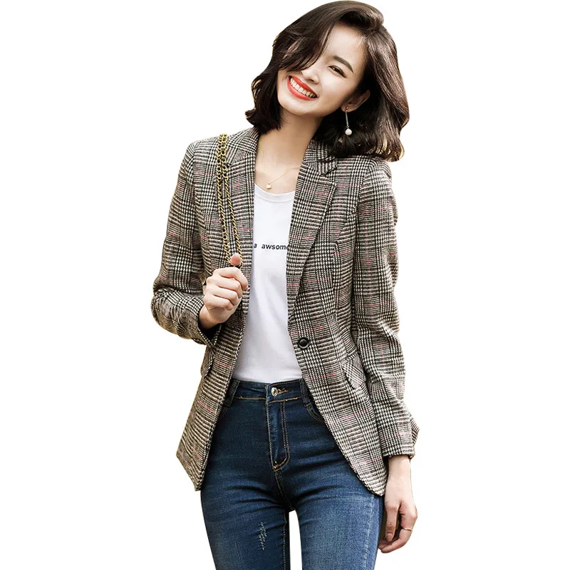 Office Plaid Women Suit 1 Piece Blazer Prom Dress Formal Office Lady Jacket Coat Business Lady Wedding Tuxedos Outfit