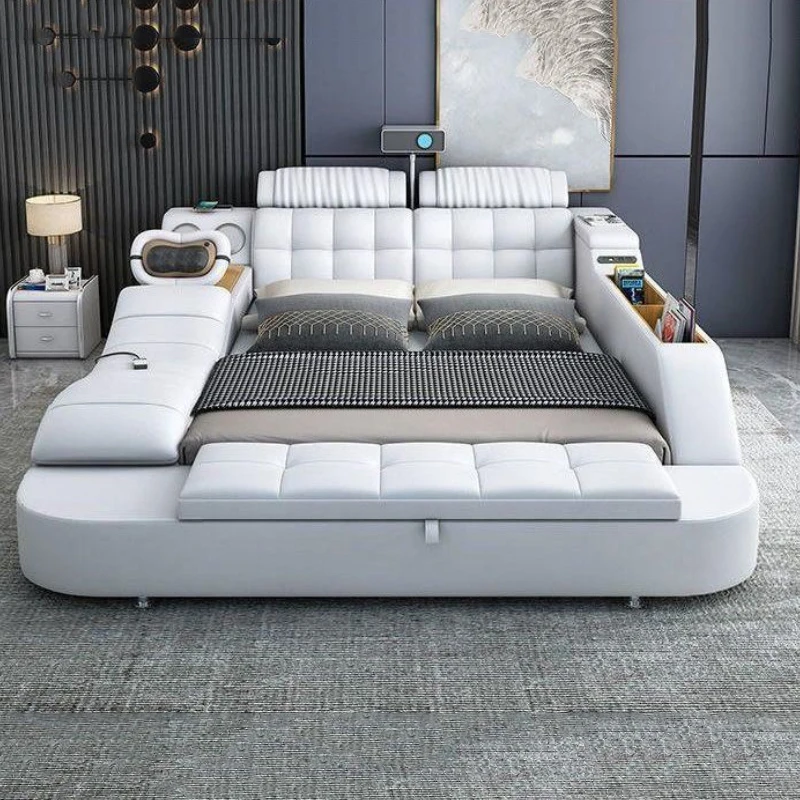 

Upholstered Frame Bed Cabinets Aesthetic Multifunctional Dressers Bed Massage Storage Muebles Para El Hogar Home Furniture