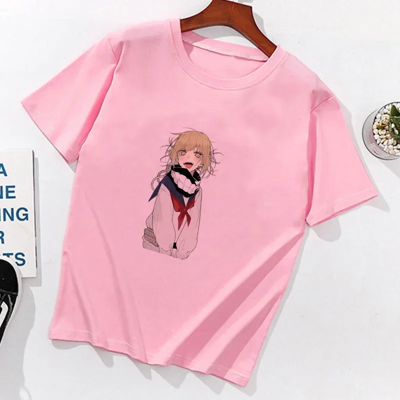 Yandere Himiko Toga Kawaii Print T-shirt Otaku Summer Short Sleeve Women Clothes Harajuku Japanses Style Anime Girl Pink T Shirt