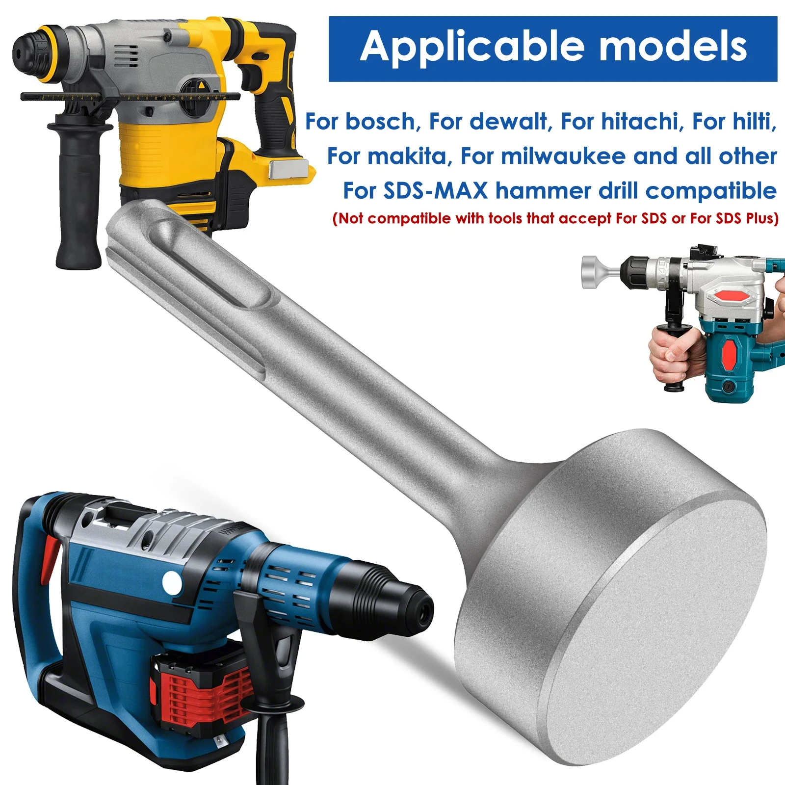 6 Size SDS Ground Rod Driver Steel Drill Bit Driver Wear Resistant Ground Rod Bits Socket for Rotary Hammer Drill Grounding Rod