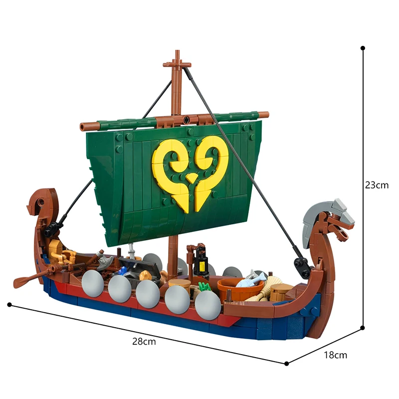 MOC Vikinged Ship Longship Model klocki średniowieczne wojskowe bluzy figurki pomysły na łódź zestaw klocków dla dorosłych zabawki prezenty