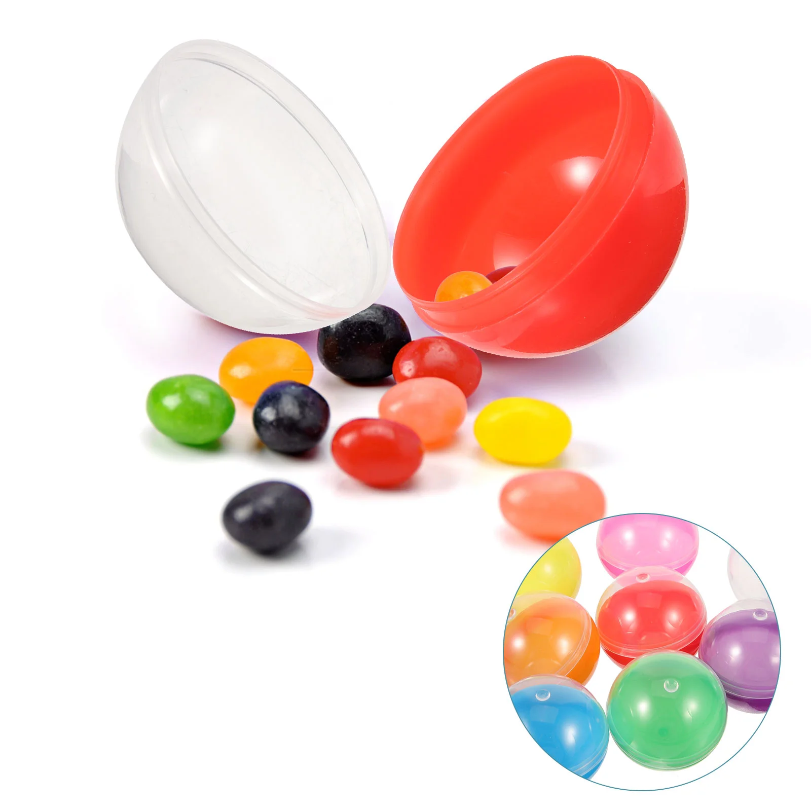

50 Pcs Gumball Machine Shell Toy Capsules Storage Container Basket Empty For Party Plastic Packaging Easter Eggs Fillable