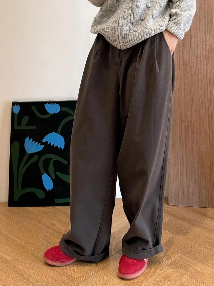 

High Waist Loose Straight Leg Casual Pants Women's Pear ape Slim Wide Leg Long Trousers Autumn New Sle Comfortable Cotton...