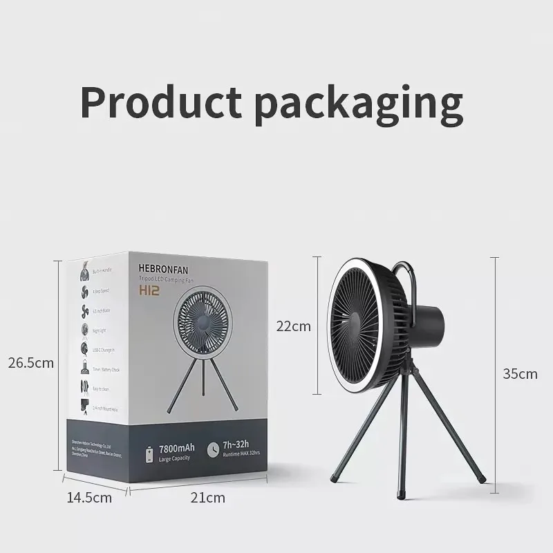 Portable Electric Suspension Power Bank Mini Tripod Fan Outdoor Camping Charging Family Car