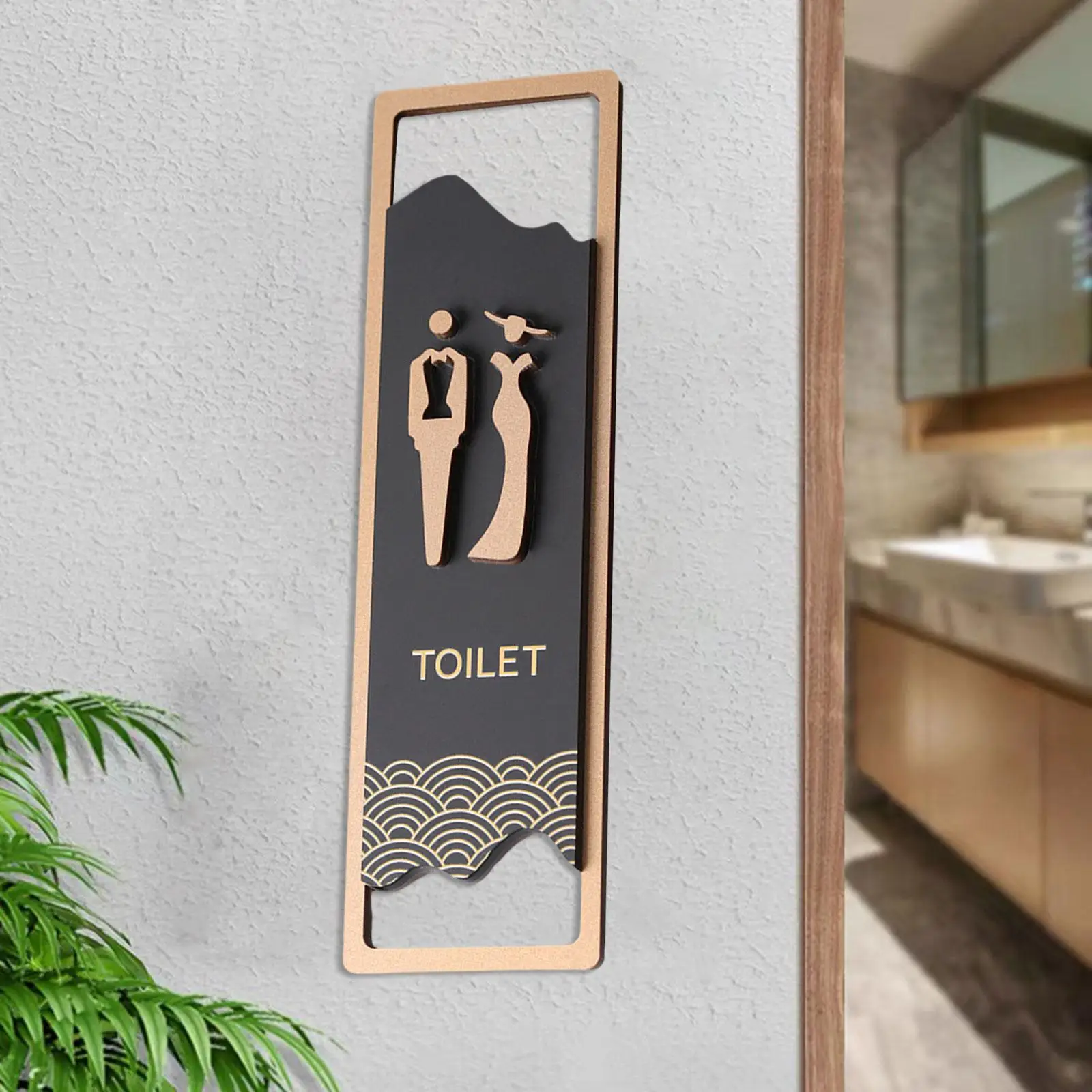 Toilet Sign, Restroom Sign, Acrylic Self Sticky Bathroom Signage, Wall Hanging Decor for Cafe Shops Business Parks