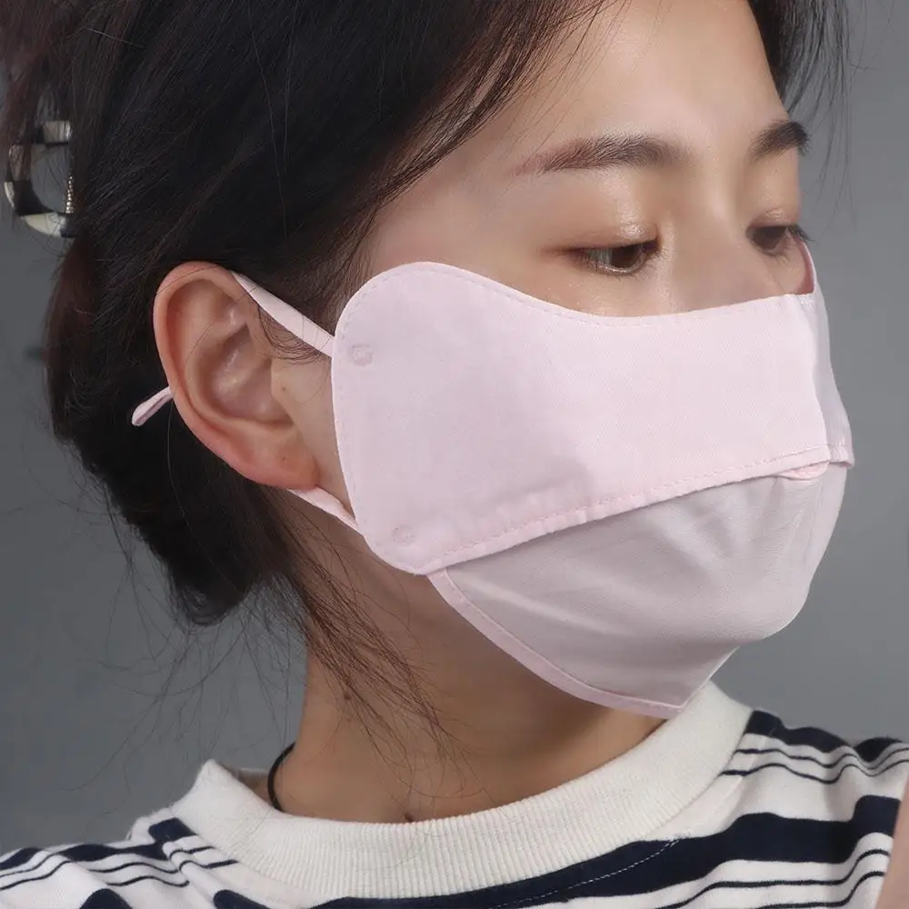 여성용 귀걸이형 눈 보호 마스크, 단색 야외용 페이스 스카프, 자외선 차단 마스크, 얼굴 가리개, 아이스 실크 마스크