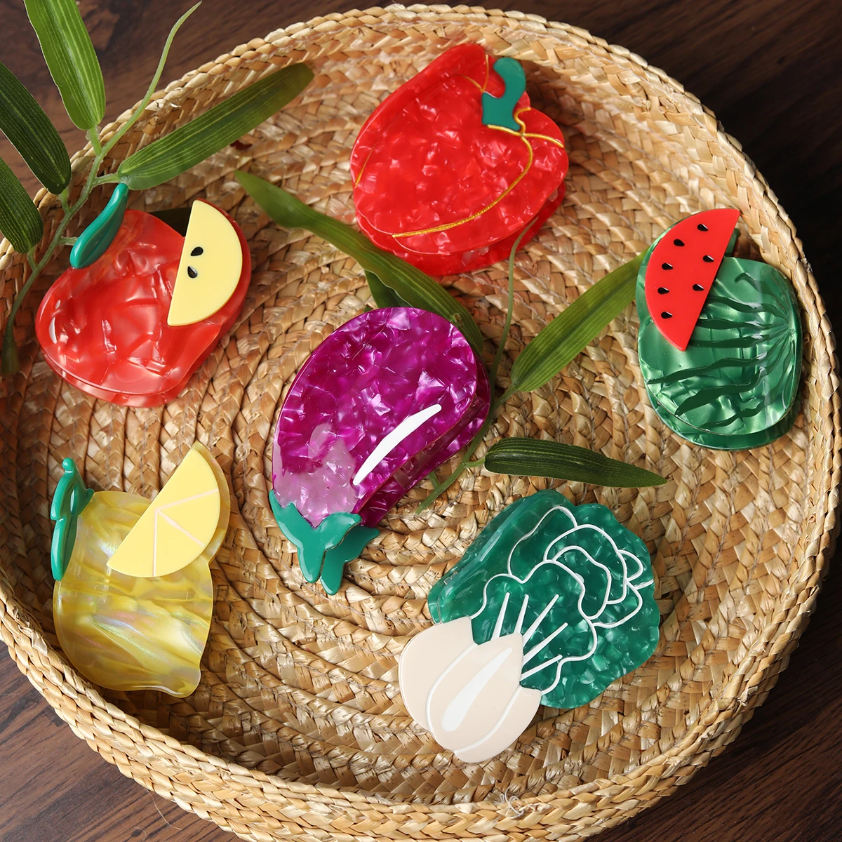 1 pieces personalized farm fruit vegetable birthday holiday gift girls hair claw clip Personalized women's hair clip