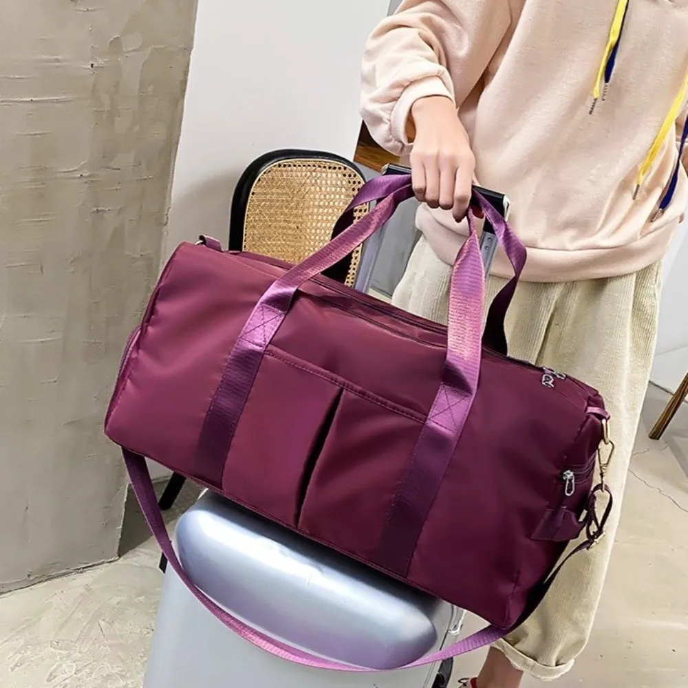 

Oxford Travel Luggage Bag Multi-functional Short Distance Nylon Duffle Bag Solid Color Multi Layered Large Capacity Handbag Girl