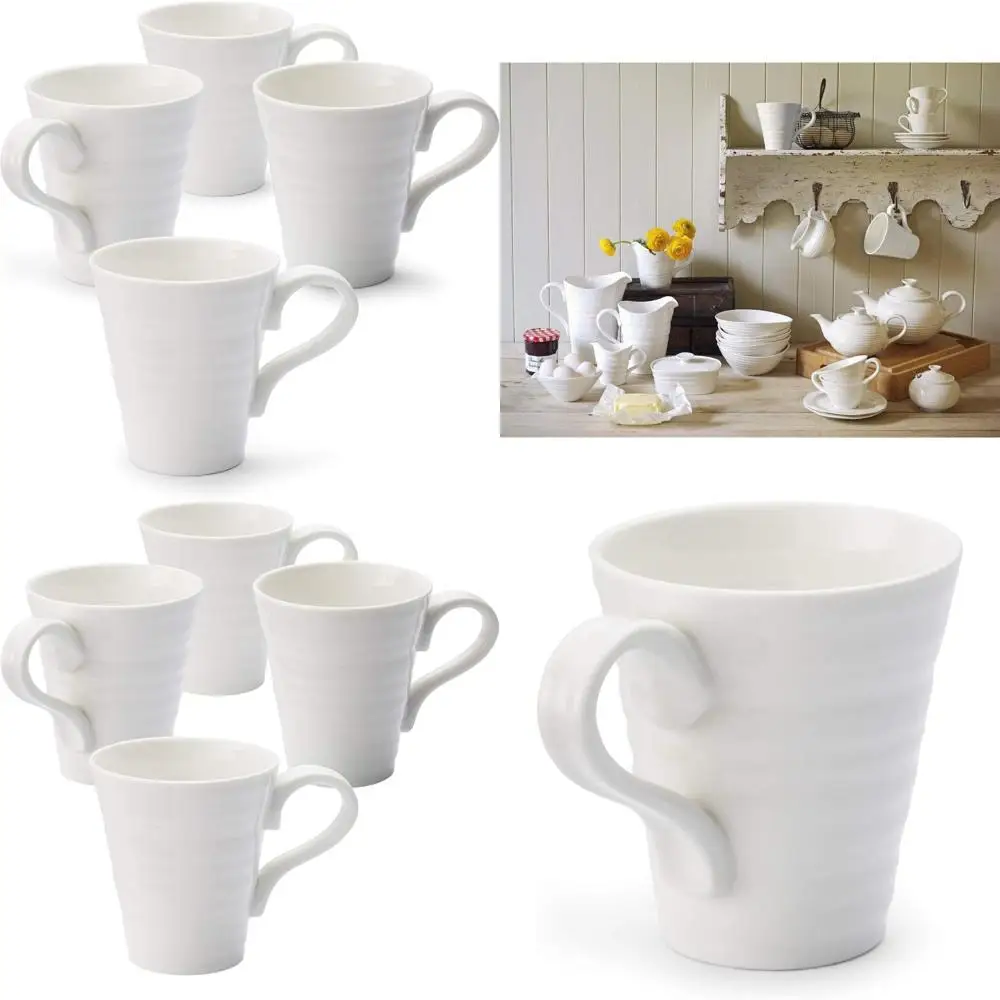 

Набор из 4 белых фарфоровых кружек, 12,5 унций для кофе, чая, горячего какао. | Микроволновая печь и можно мыть в посудомоечной машине