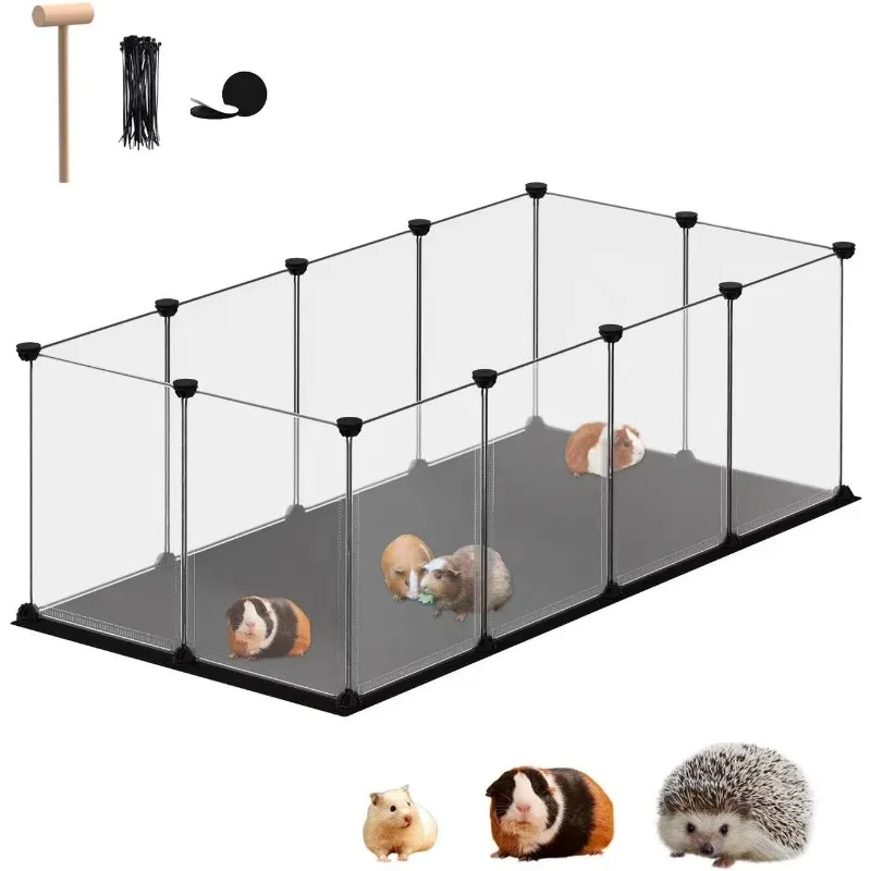 

Small Animal Playpen, Guinea Pig Cages with Waterproof Mat, 12 Panels Pet Playpen for Hamsters, Hedgehog