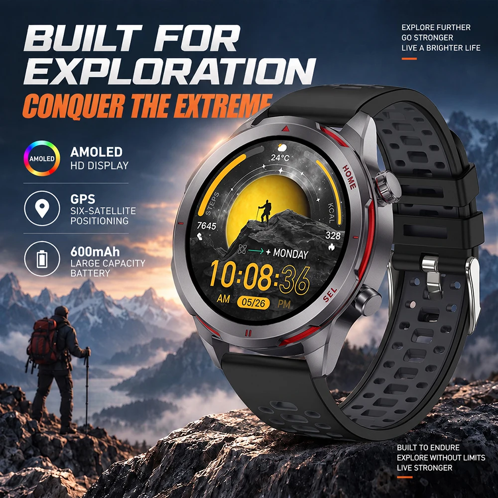 SKMEI J16 Smart Watch 600mAh Battery Offline Map Track Back 170+Sports Modes Sleep Stress Monitor Waterproof For Hiking Cycling