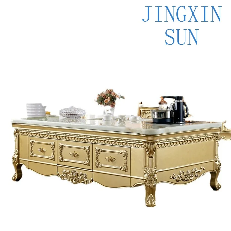 European multi-functional coffee table living room home automatic water kung fu tea table champagne gold