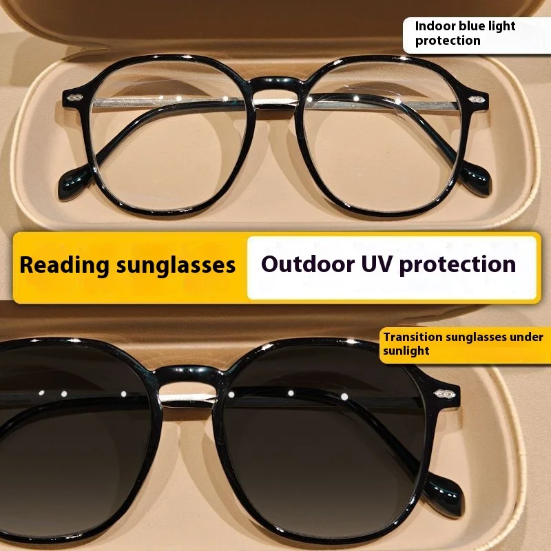 Lesebrille im photochrome Stil 0 +1,0 +1,5 +2,0 Brille mit großem Rahmen, die Eleganz ausstrahlen. UV-beständige Lesebrille für den Außenbereich