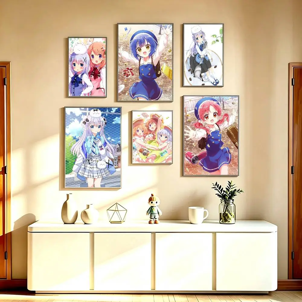 Is the Order a Rabbit Anime  Poster High Quality Dorm Living Room Aesthetic Wall Decoration Painting Stickers Gift