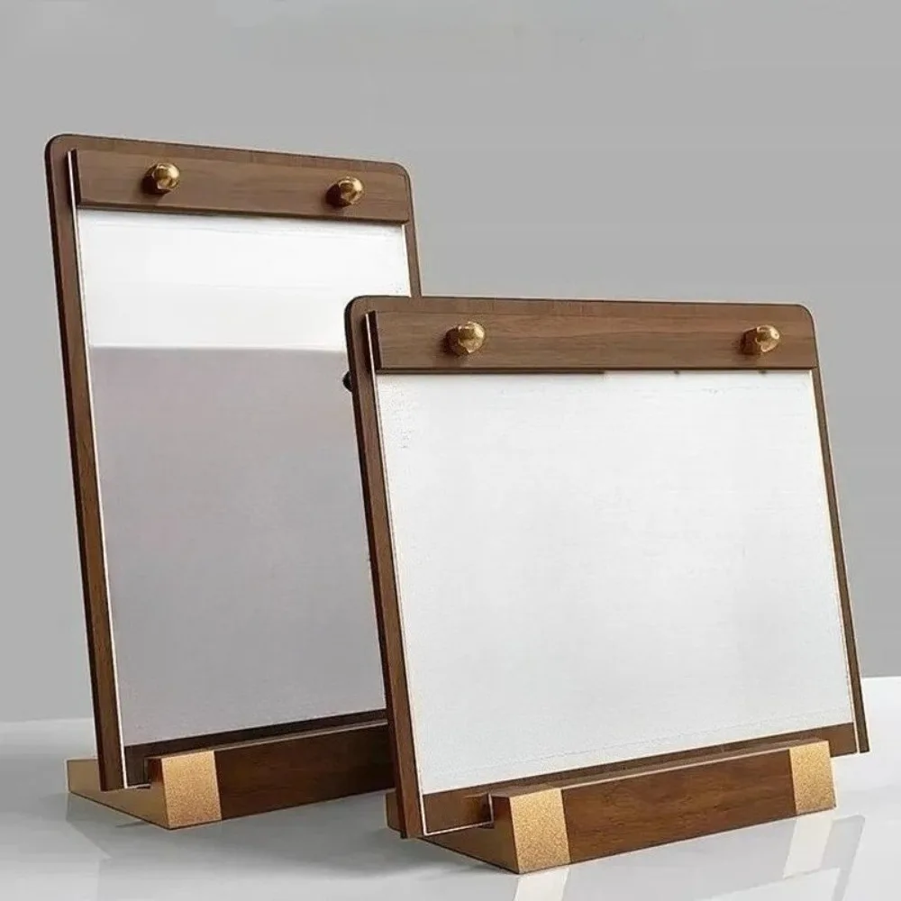 A4 210x297mm 8.5x11 Inch Acrylic Sign Holder Menu Paper Advertising Display Stand Wood Base Price List Label Poster Frame