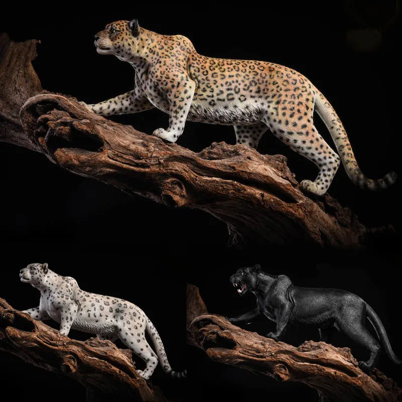 1:6 Scale Model Simulation Animal Snow Diecast Resin Leopard With Turnable Head Collection Display Decoration For Adult Gift Fan