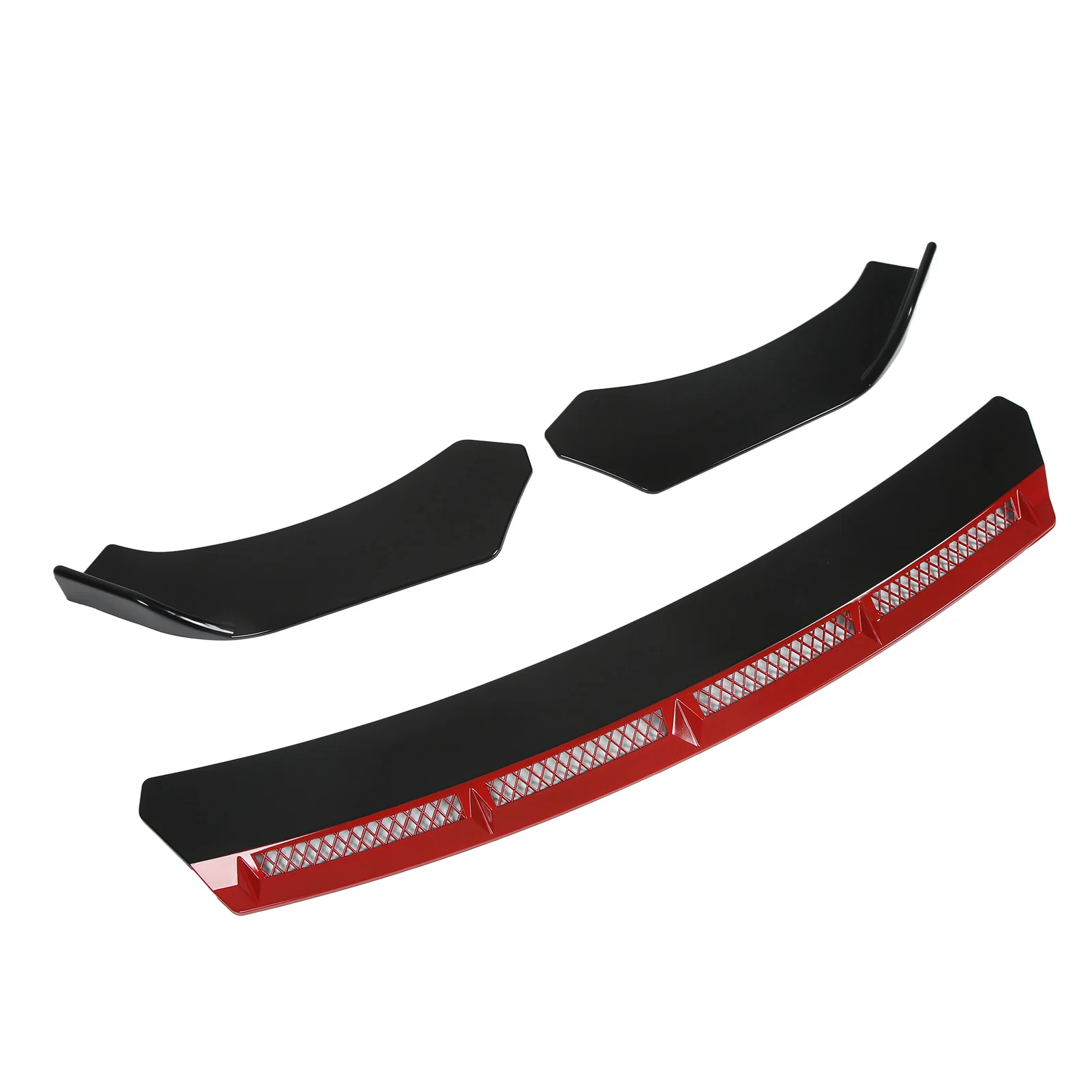 

3pcs Universal Front Bumper Lip Spoiler Wing Body Kit for Automobile - Red Exterior Modification & Scratch Protection Trim