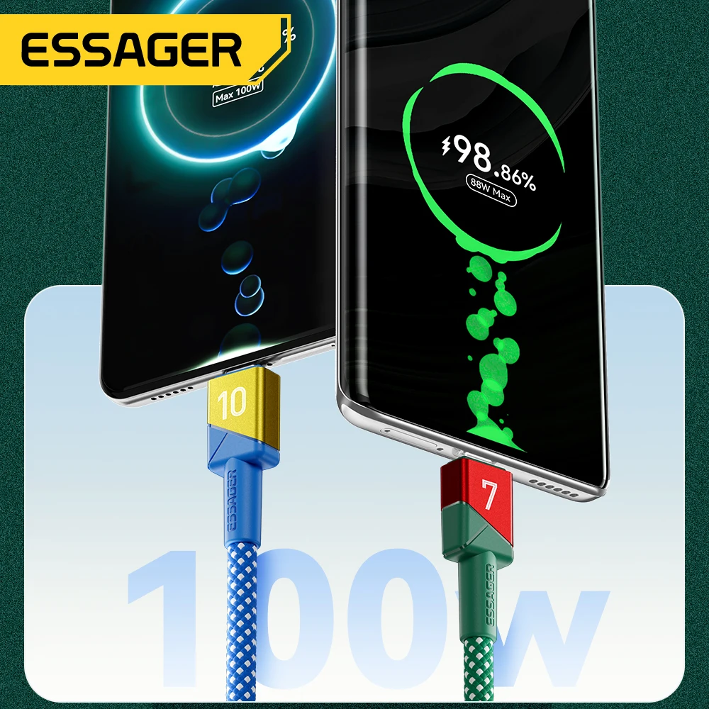 

Essager 100W USB Type C Cable For Huawei 7A Fast Charging Wire Football Team Colors Cord For iPhone17 16 Xuaimi USB C Data Cable